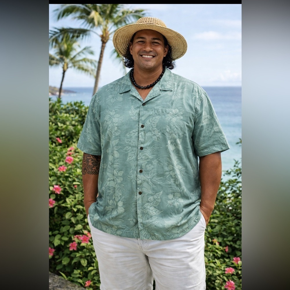 #17 Floral Teal Tommy Bahama shirt